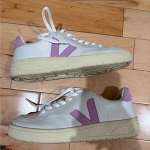Veja White and Lavender Sneakers
